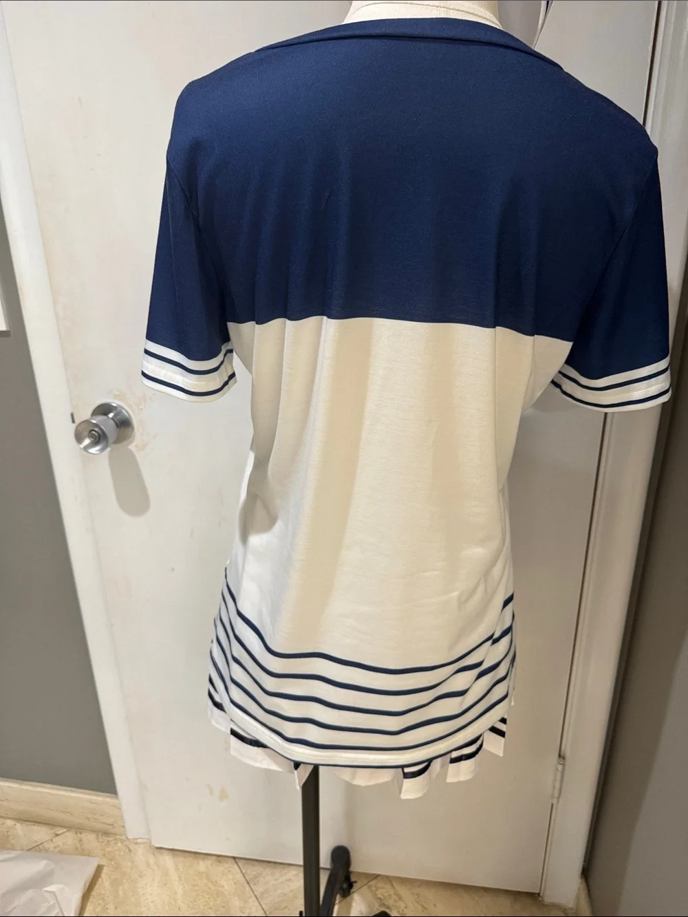 Nautical Anchor V-Neck Tunic Top - Navy and White, Har, Skirt & Scarf